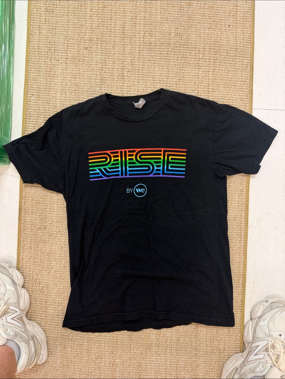 Rise by we Black Graphic Tee - Rainbow Logo